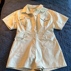 LeLis ivory vegan leather shortall sz L
